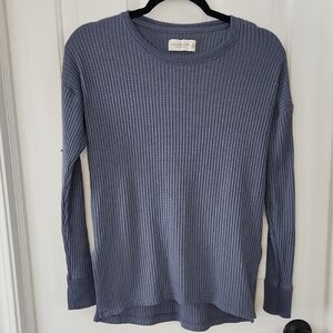 Abercrombie & Fitch Blue Waffle Knit Long Sleeve Top